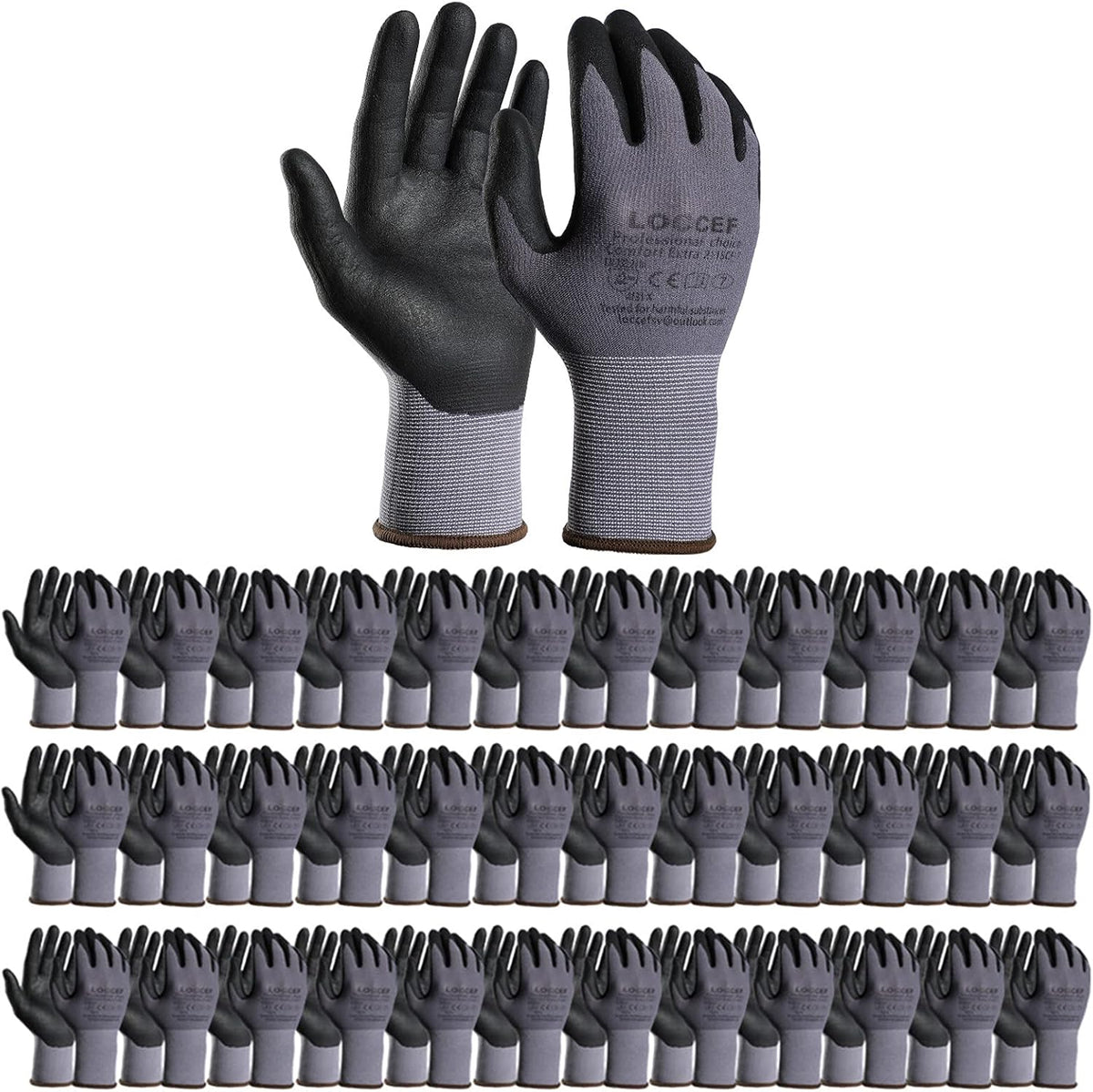LOCCEF Safety Work Gloves MicroFoam Nitrile Coated-12 Pairs,Seamless Knit Nylon Gloves,Home Improvement,Micro-Foam Gloves