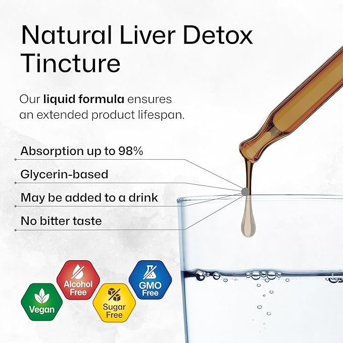 BIO KRAUTER Liver Detox Liquid - Liver Cleanse Detox Liquid Drops - Milk Thistle, Chanca Piedra, Turmeric, Dandelion, Artichoke - Vegan Drops 4 Fl. Oz.