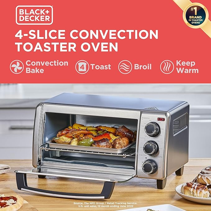 BLACK+DECKER TO1313SBD Toaster Oven, 15.47 Inch, Silver