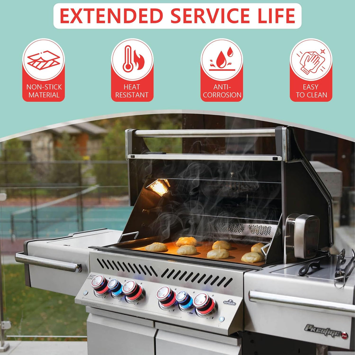 Full Size Griddle Insert for Napoleon Prestige PRO 500, Built-in Prestige 500, P500RBPSS, BIP500RBNSS-3, P500RSIBNK-3, P500, P500N Grills Accessories, Carbon Steel Griddle Plate, 26.3''L X 17.7''W