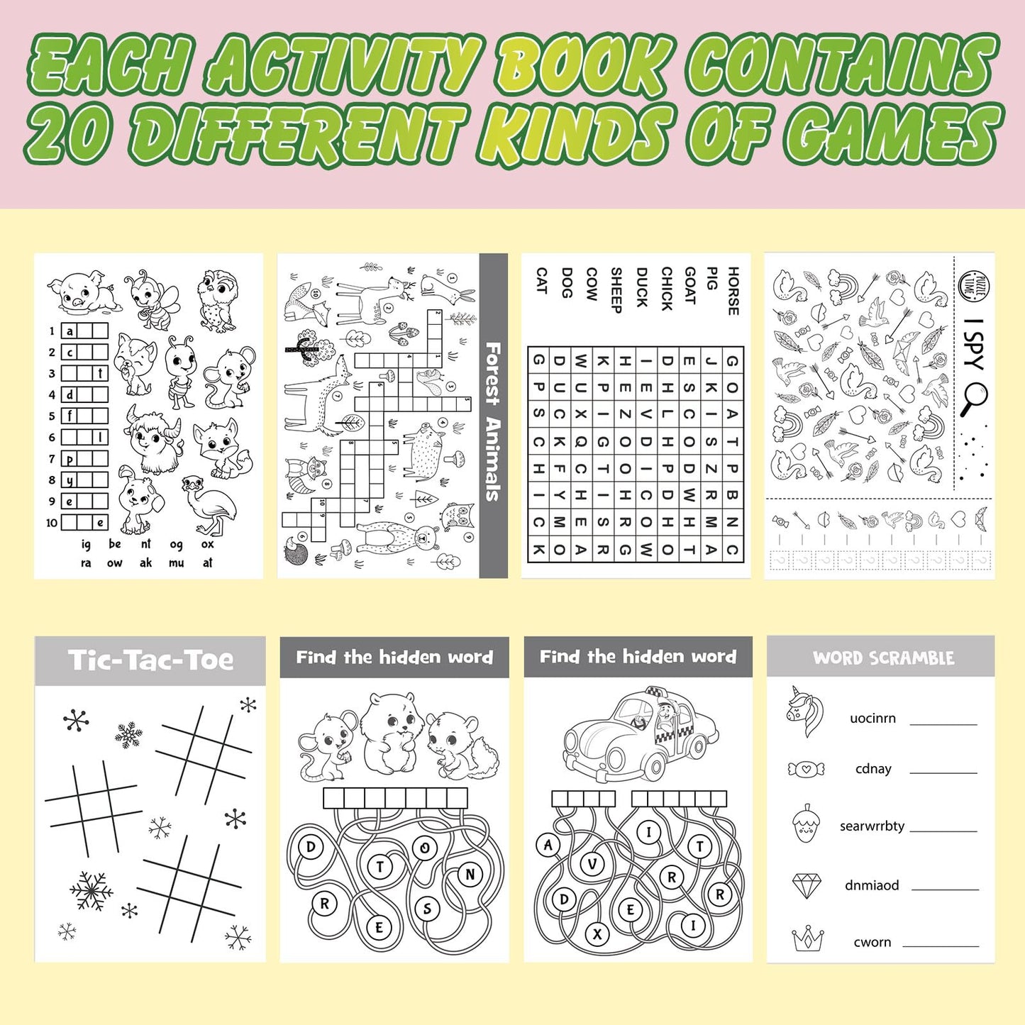 Hungdao 96 Pcs Mini Activity Books for Boys and Girls, Fun and Games, Challenging Activities Include Mazes, Word Scramble and More Bulk Gifts for Students Party Classroom Goodie Bag Stuffers