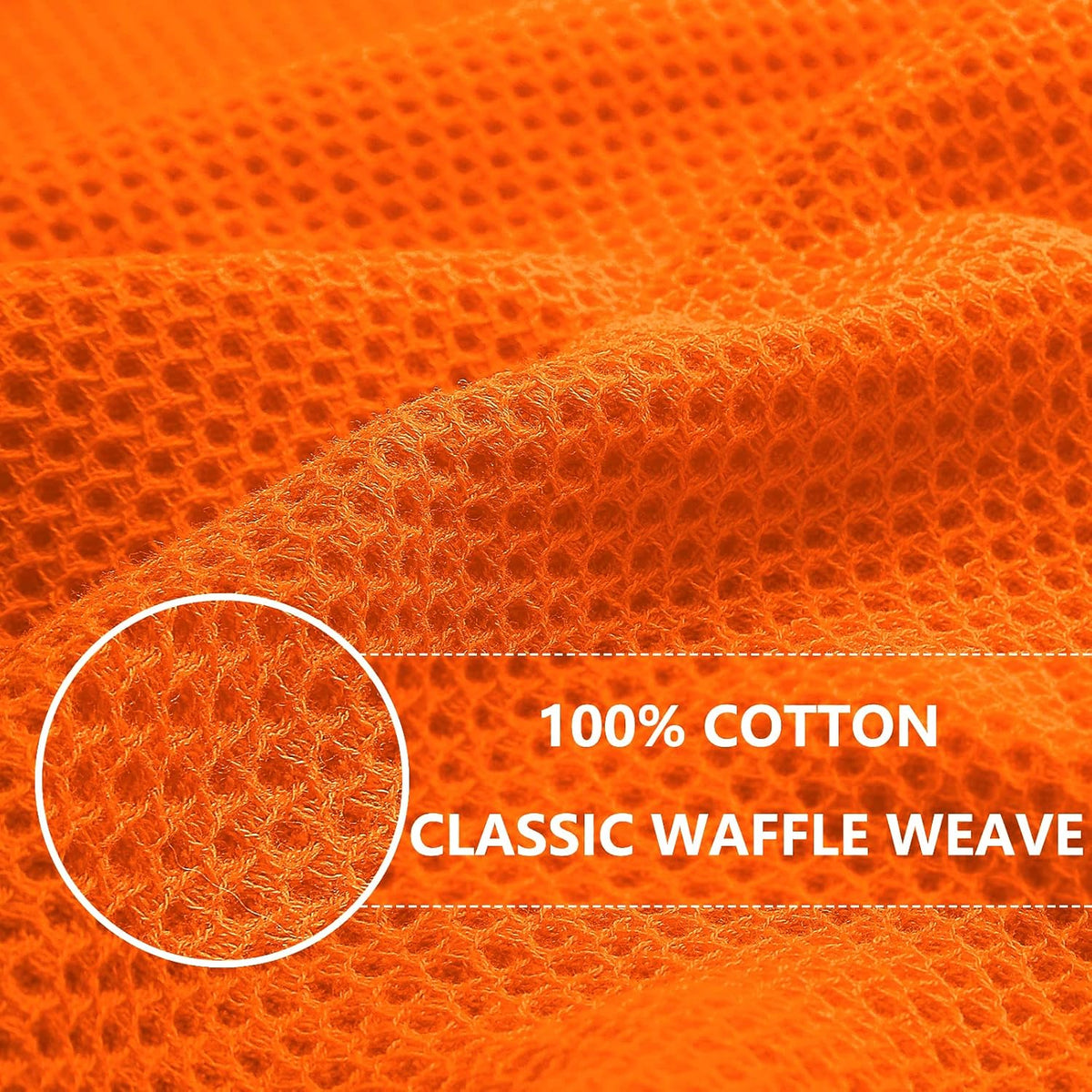 Homaxy 100% Cotton Waffle Weave Kitchen Dish Cloths, Ultra Soft Absorbent Quick Drying Dish Towels, 12 x 12 Inches, 8-Pack, Orange