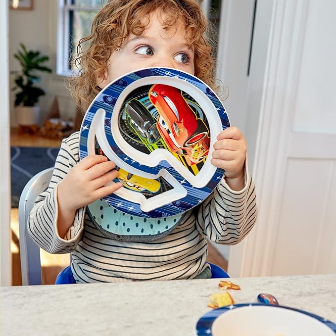 The First Years Disney/Pixar Cars Dinnerware Set - Toddler Plates and Toddler Utensils - 4 Count