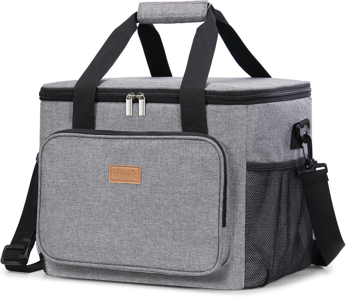 Lifewit Large Lunch Bag Insulated Lunch Box Soft Cooler Cooling Tote for Adult Men Women, Gray 40-Can (24L)