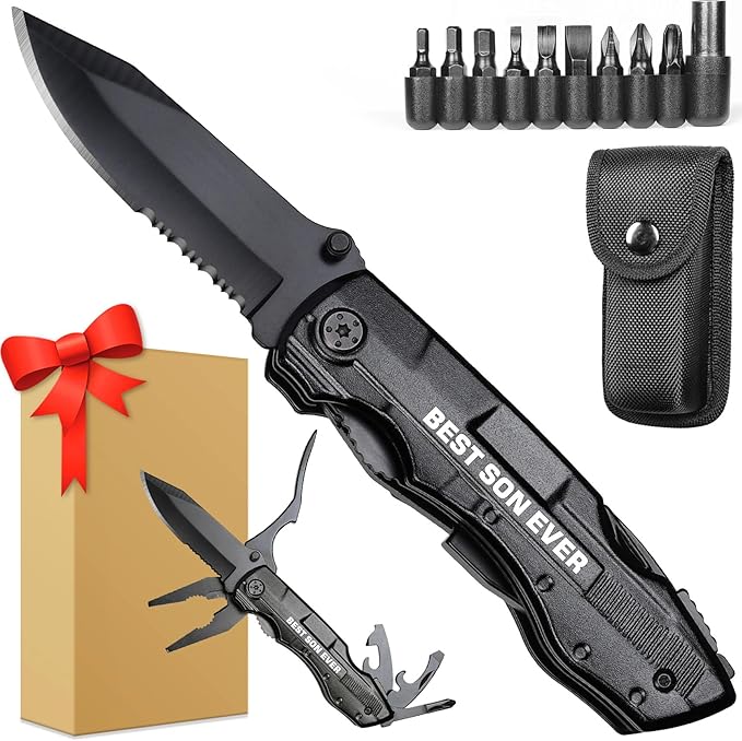 Gifts for Son,”Best Son Ever”Multitool Knife,Stocking Stuffers for Son,Son Birthday Gifts,Gifts Idea for Son,Gifts for Son from Mom Dad,Best Son Gifts,Graduation Gifts,Son Christmas Gift