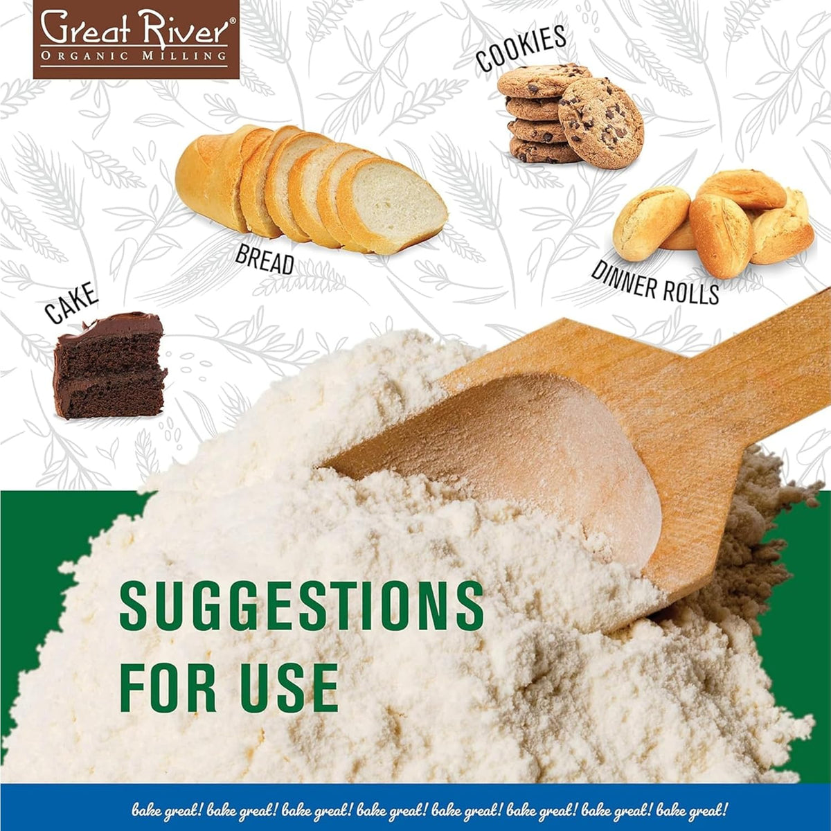 Great River Organic Milling Lily White Organic All-Purpose Flour | Unbleached & Unbromated | Non-GMO, Kosher | Ideal for Bread, Cookies, Cakes, Pizza Dough & Everyday Baking | 50 Lb