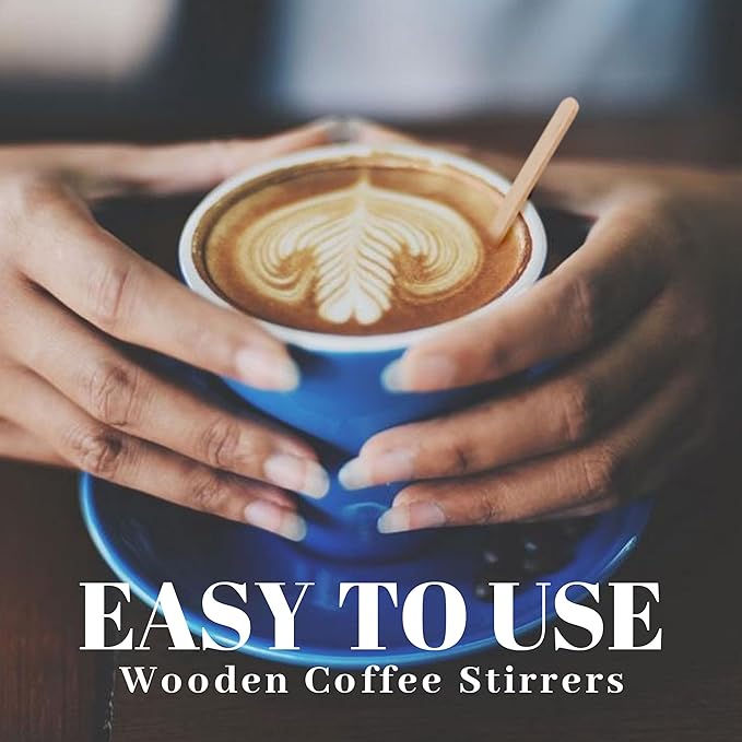 ANTETOK Wooden Coffee Stirrers - Coffee Stir Sticks 5.5 Inch,100pcs Individually Wrapped Disposable Swizzle Sticks,Swizzle Drink Sticks for Coffee,Tea,Cocktail and Hot Chocolate
