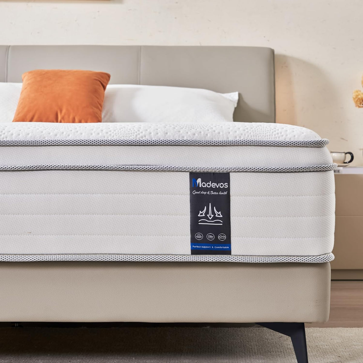 Full Size Mattress, 12 Inch Hybrid Mattress in a Box, Memory Foam and Individual Pocket Springs, Fiberglass Free, Soft and Breathable, Medium Firm Feel