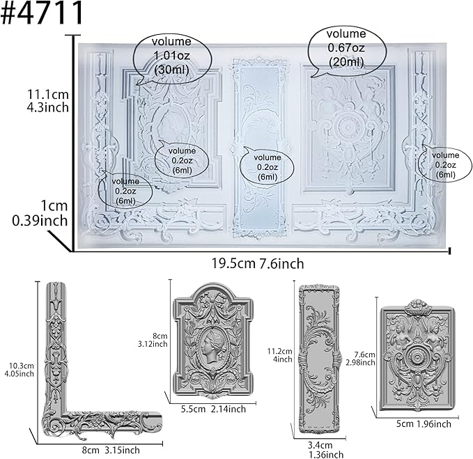 Art Mold for Polyclay Air Dry Clay Plaster, Frame and Plaque