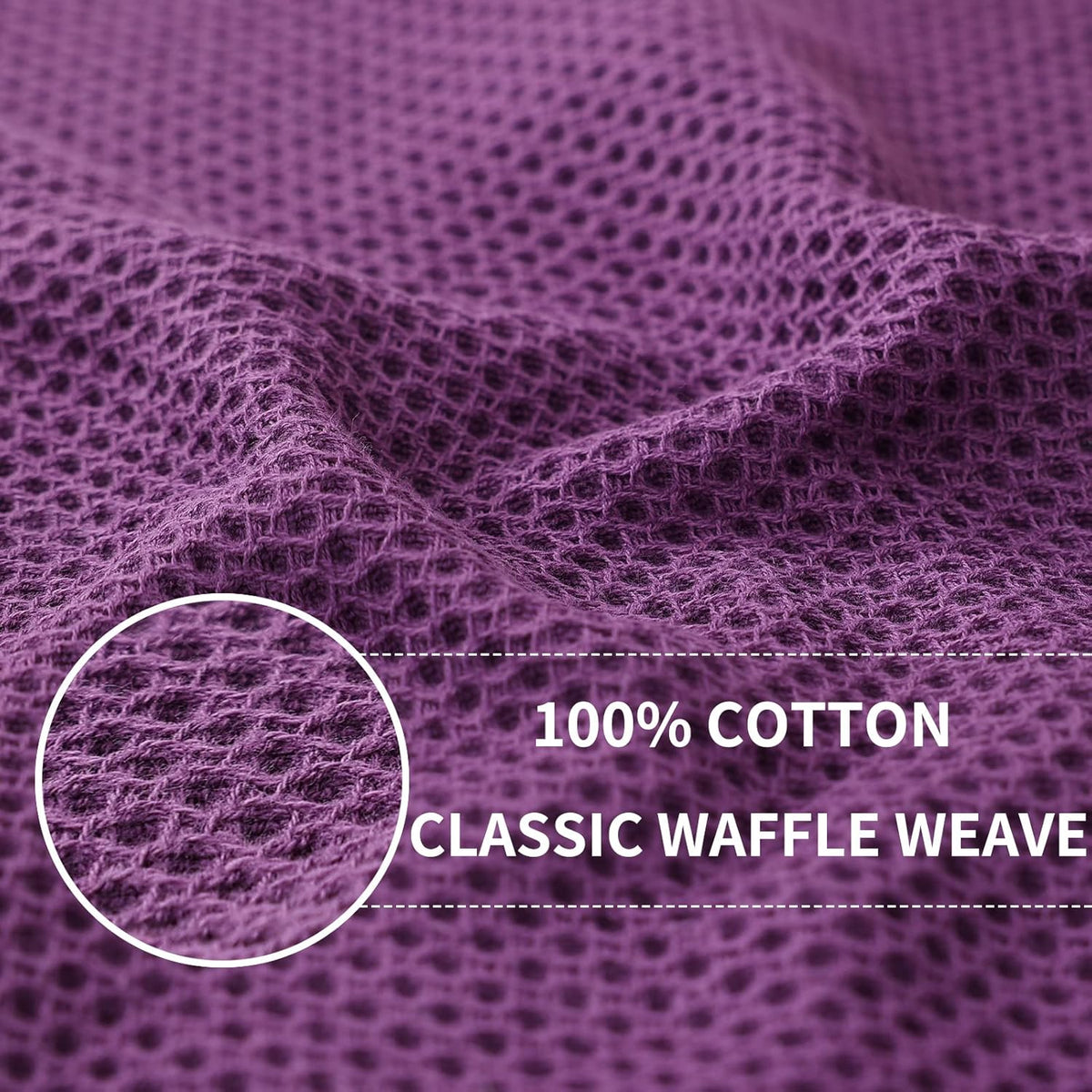 Homaxy 100% Cotton Waffle Weave Kitchen Dish Towels, Ultra Soft Absorbent Quick Drying Cleaning Towel, 13 x 28 Inches, 12-Pack, Purple