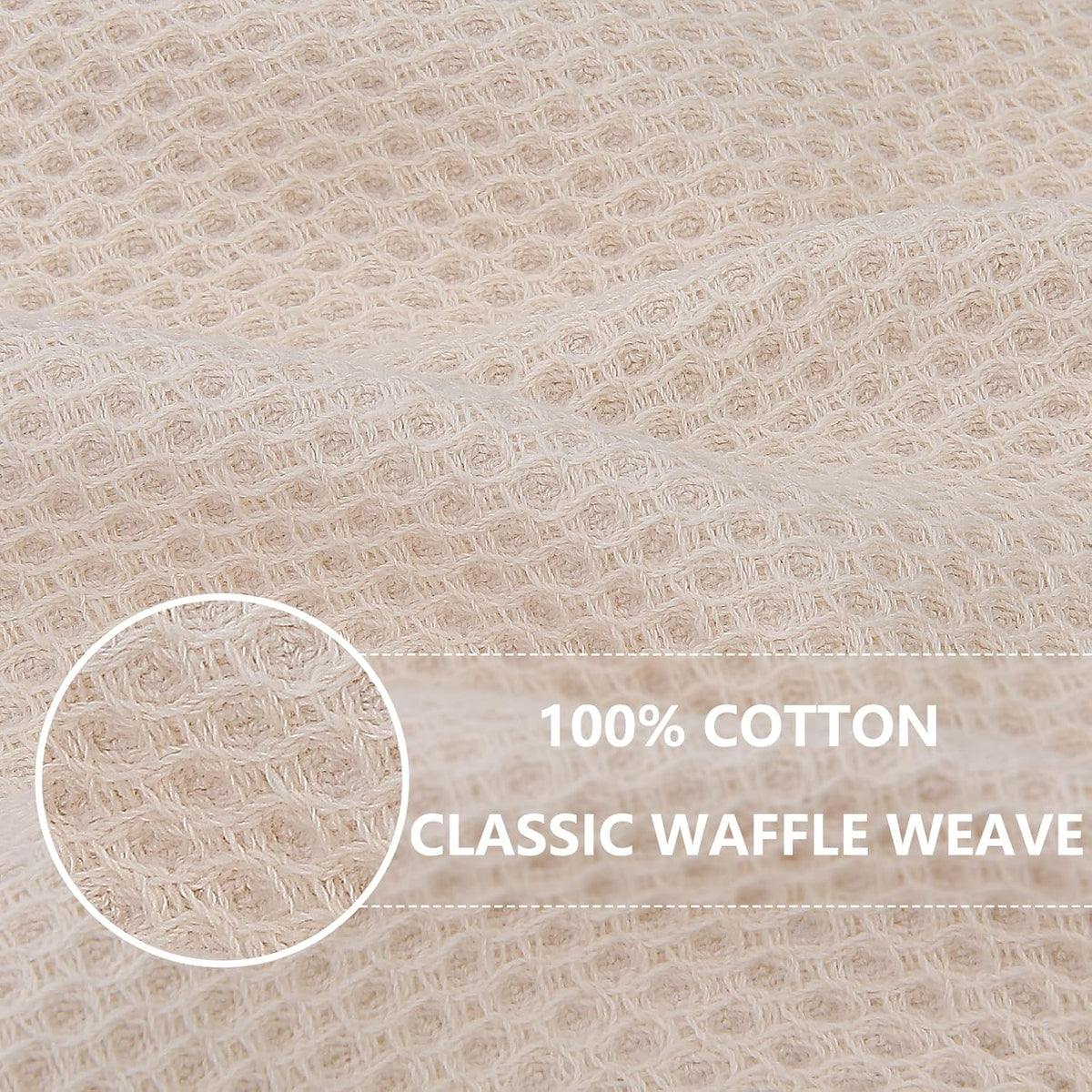 Homaxy 100% Cotton Waffle Weave Kitchen Dish Cloths, Ultra Soft Absorbent Quick Drying Dish Towels, 12 x 12 Inches, 24-Pack, Beige