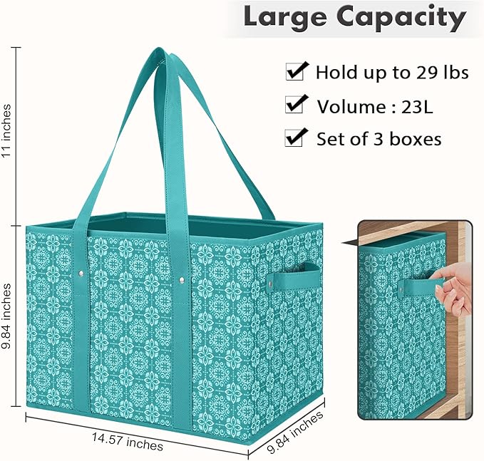 WISELIFE Reusable Grocery Bags [6 Pack],Large Grocery Tote Bag Water Resistant Shopping Bags Foldable Grocery Bag for Clothes,Shoes and Picnic,Green