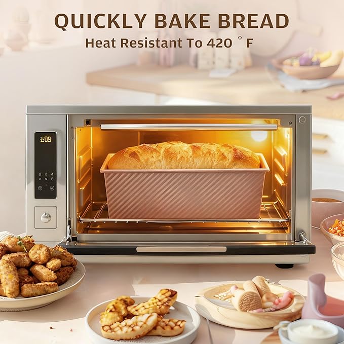 KITESSENSU Pullman Loaf Pan with Lid, 2Lb Dough Capacity Non-Stick Bakeware for Baking Bread, Sandwich & Toast Oven Baking, Gold