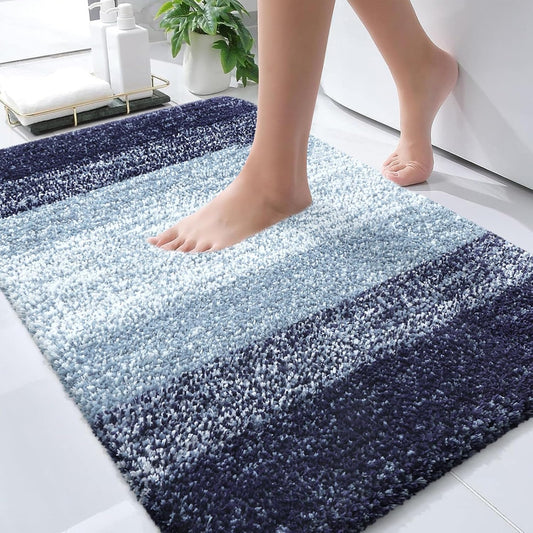 OLANLY Bathroom Rugs Mat 30x20, Extra Soft Absorbent Microfiber Bath Rugs, Rubber Backing, Quick Dry, Machine Washable Bath Mats for Bathroom Floor, Tub and Shower, Home Decor Accessories, Airy Blue