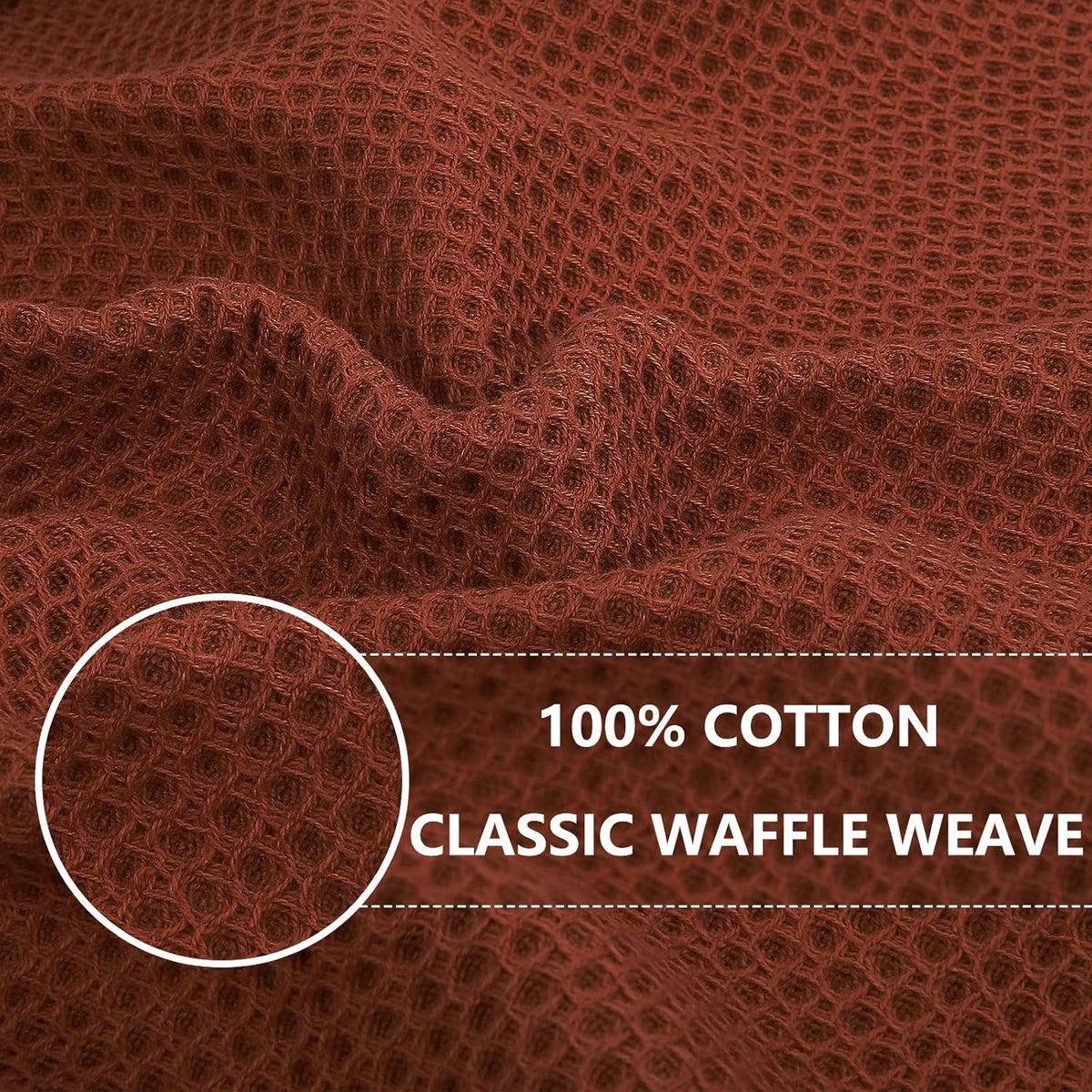 Homaxy 100% Cotton Waffle Weave Kitchen Dish Cloths, Ultra Soft Absorbent Quick Drying Dish Towels, 12 x 12 Inches, 12-Pack, Rust