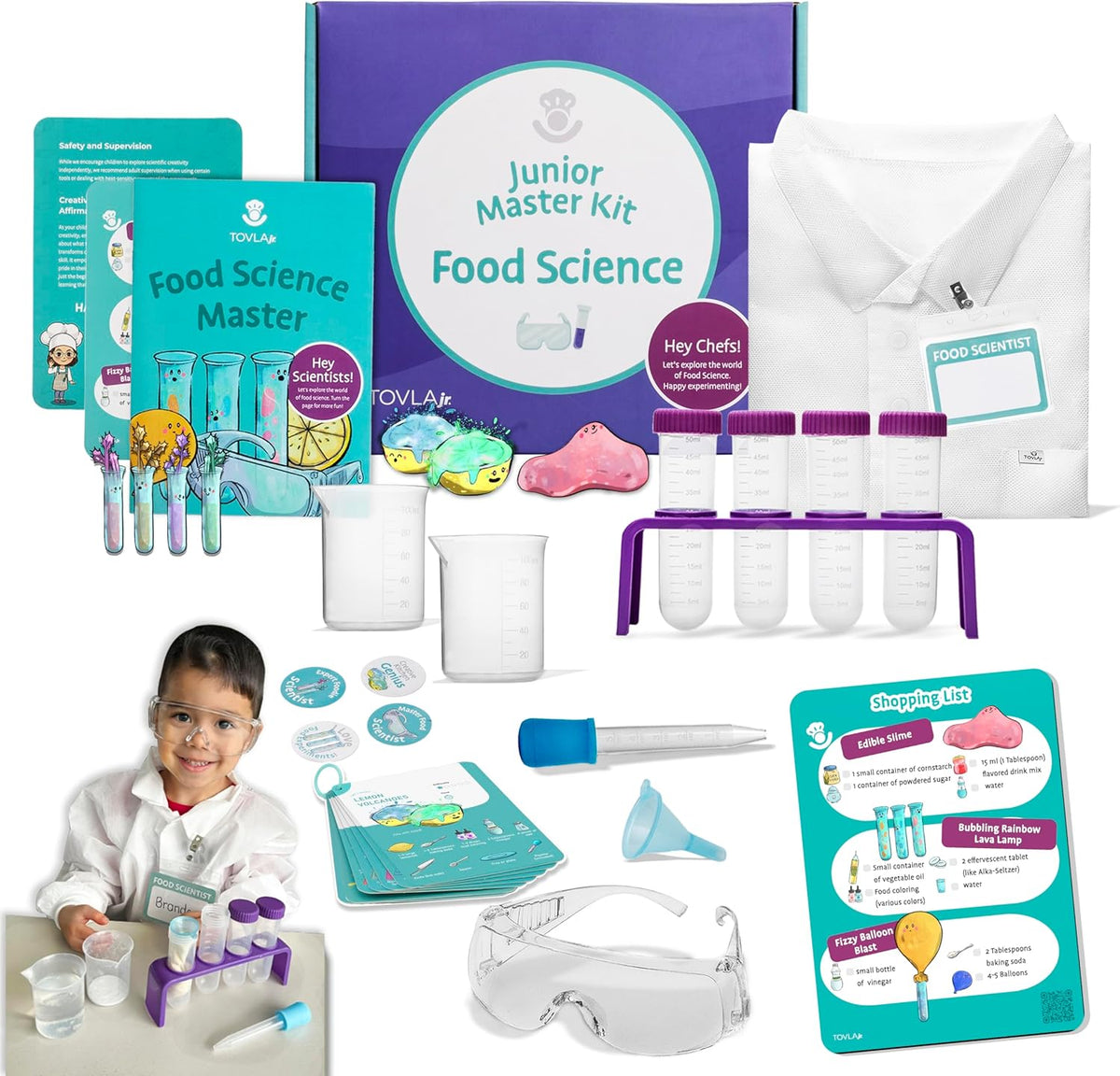 Tovla Jr. My First Food Science Kit – Edible Slime + Fun Experiments – STEM Montessori-Inspired Activity Set for Ages 5-8