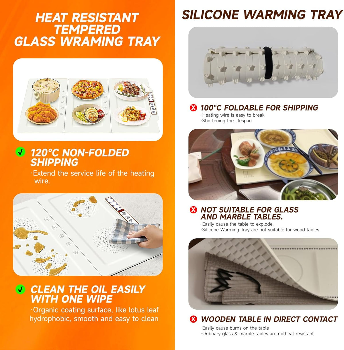 TOPRATED Large Splicing Electric Warming Tray (33x15 inch), Metal Foldable and Portable Heating Warmers Food Warming Mat for Kitchen,Parties, Buffet, Restaurant, Family dinner,Countertop
