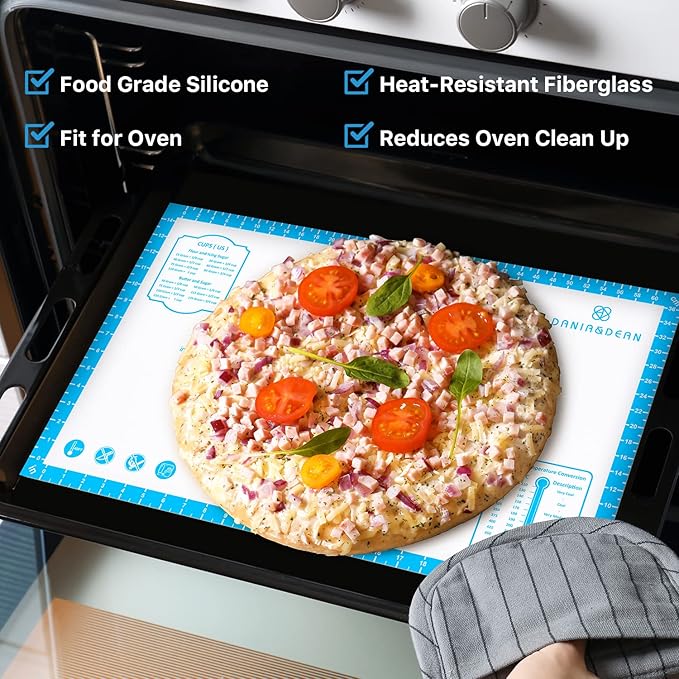 Silicone Pastry Mat,28" x 20" Nonstick Large Durable Silicone Sheet Mat with Measurement Non-slip Dough Rolling Mat for Pie Crust, Pizza, Cookies