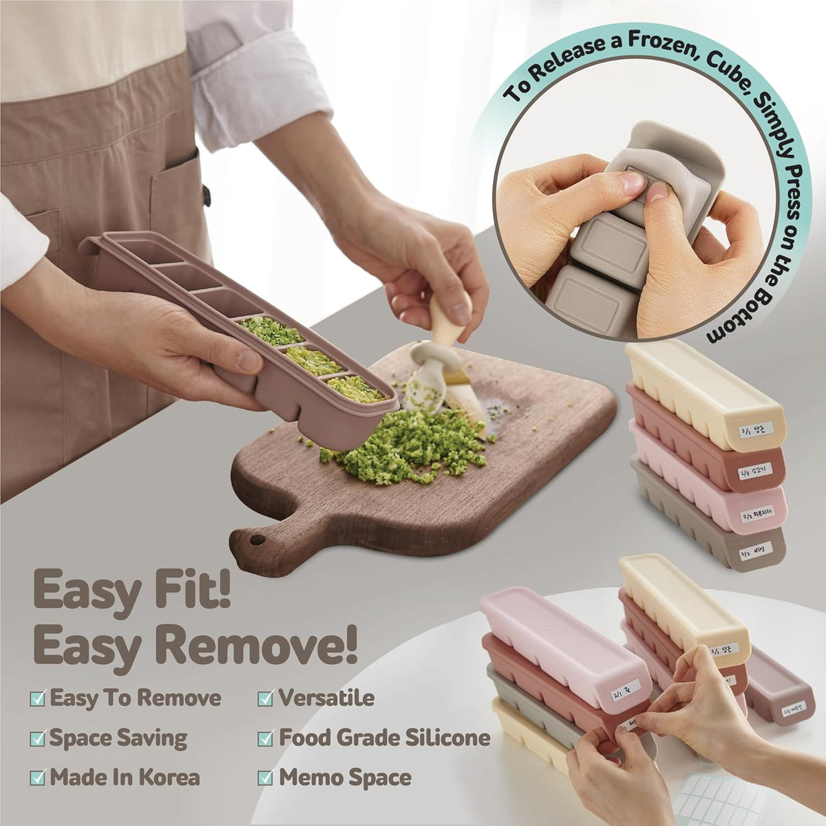 Silicone Freezer Trays with Lid, 1oz 6 Section - Leak Proof Silicone Freezer molds for Homemade Baby Food Breastmilk, Purees, Vegetables, Baby Food Jars Ice Tray with Lid BPA Free Indie Pink