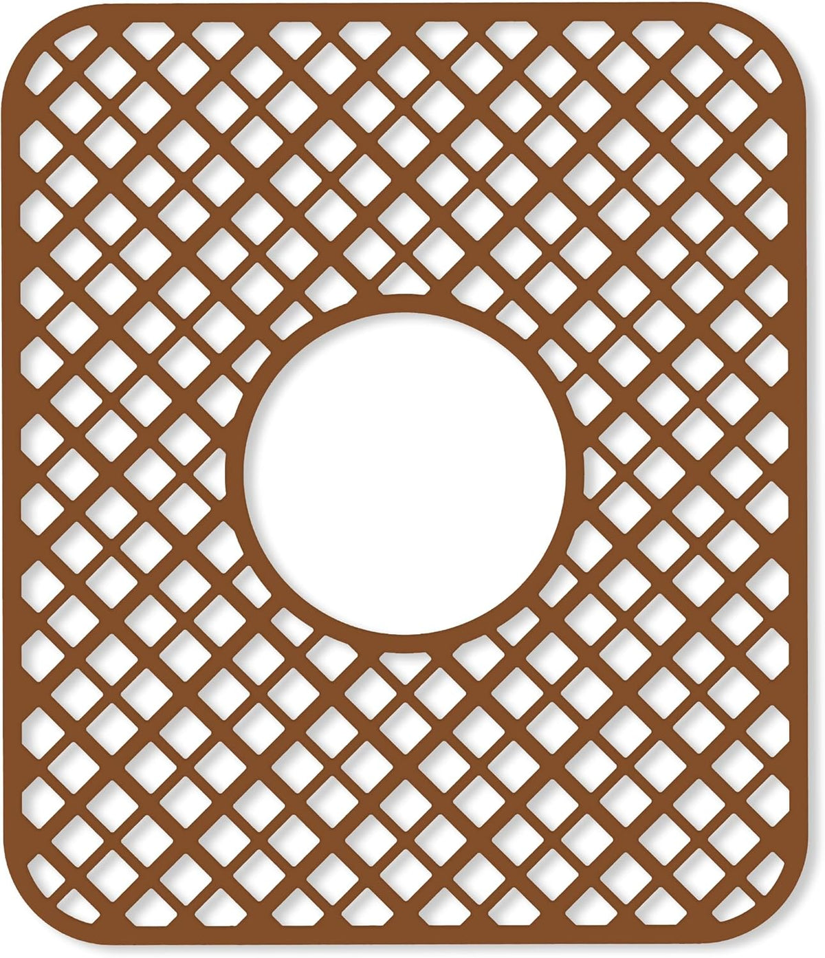 2 Pack Silicone Sink Protector for Kitchen Sink, Lozenge Pattern 13 x 11 inches Sink Grid Mat Silicone Protectors, Center Drain (Coffee)
