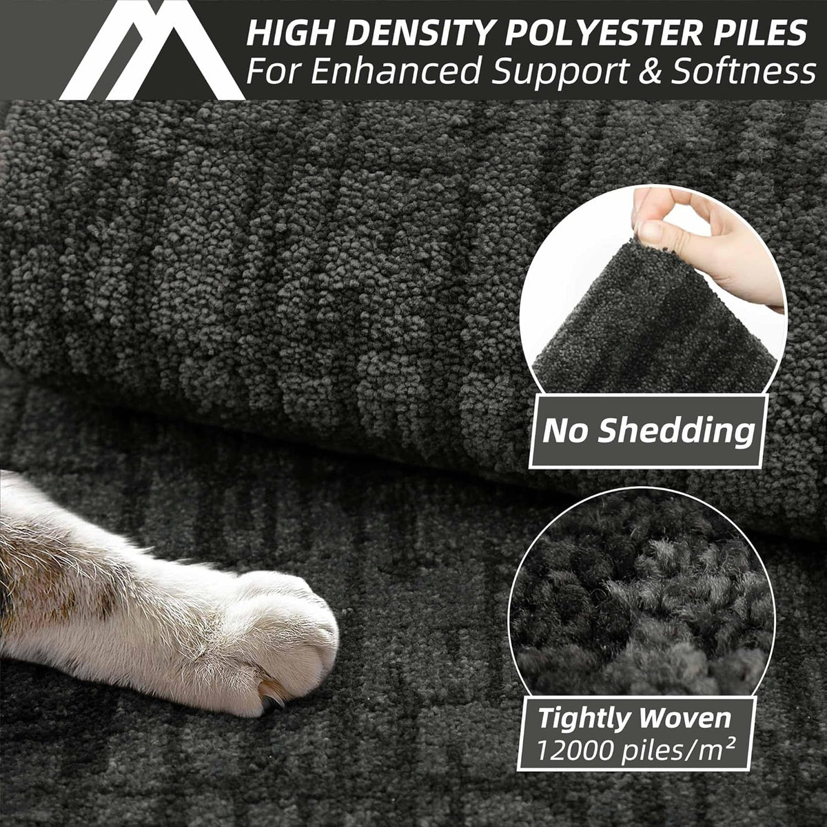 COSY HOMEER Kitchen Rugs Non Slip Washable 24"x36"+24"x60" Absorbent Soft Kitchen Mats for Floor Polyester Kitchen Runner Rug Sets of 2 Kitchen Floor Mats for Sink Mat,Hallway,Laundry,Dark Grey