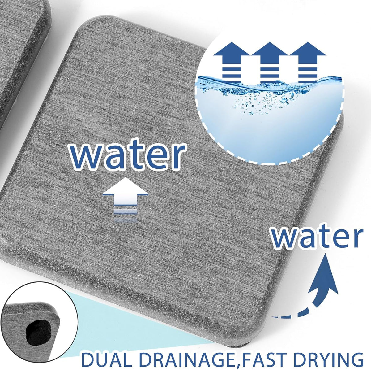 4PCS Water Absorbing Stone Tray, Stone Drying Tray for Bathroom Sink and Kitchen Counter, Fast Drying Diatomite Sink Coasters, Diatomaceous Coaster, Soap Dish Holders