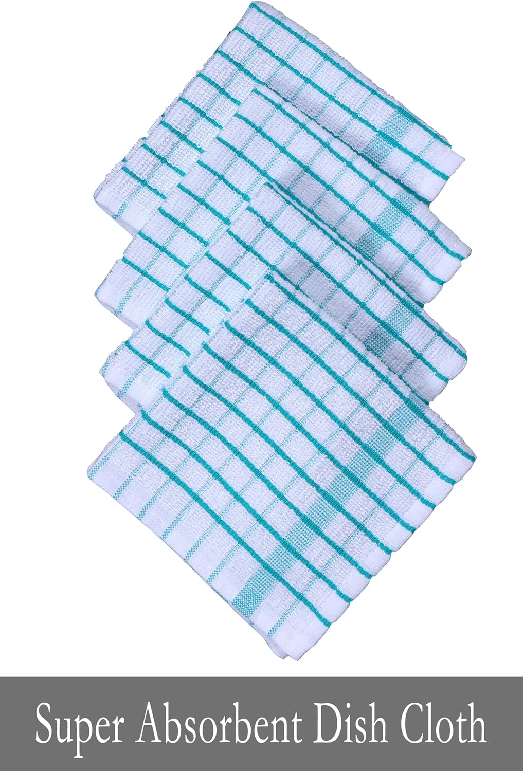 AMOUR INFINI Kitchen Dish Cloths Set of 8 - Ultra Soft, Highly Absorbent, Quick-Drying Terry Cotton Dishcloths 12"x12" Inch Wash & Cleaning Cloths for Kitchen & Dishwashing (Teal)