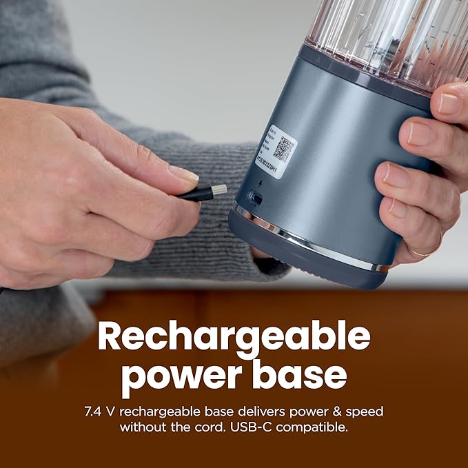 Ninja BC151BK Blast Portable Blender, Cordless, 18oz. Vessel, Personal Blender-for Shakes & Smoothies, BPA Free, Leakproof-Lid & Sip Spout, USB-C Rechargeable, Dishwasher Safe Parts, Black