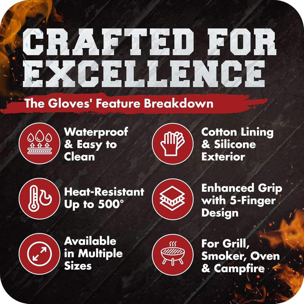 KITCHEN PERFECTION S Silicone Smoker Oven Gloves -Extreme Heat Resistant BBQ Gloves -Handle Hot Food Right on Your Grill Fryer Pit|Waterproof Oven Mitts |Superior Value Set+3 Bonuses