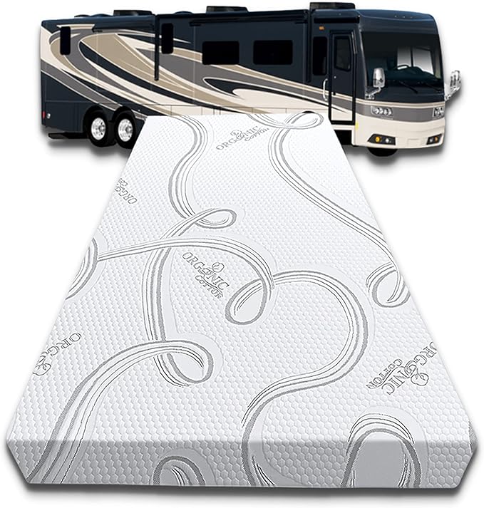 FoamRush 6-Inch Bunk (28" x 72") High Density Foam RV Mattress Replacement with Cotton Cover, Medium Firm, Pressure Relief, Travel Camper Trailer Truck, Made in USA, CertiPUR-US Certified