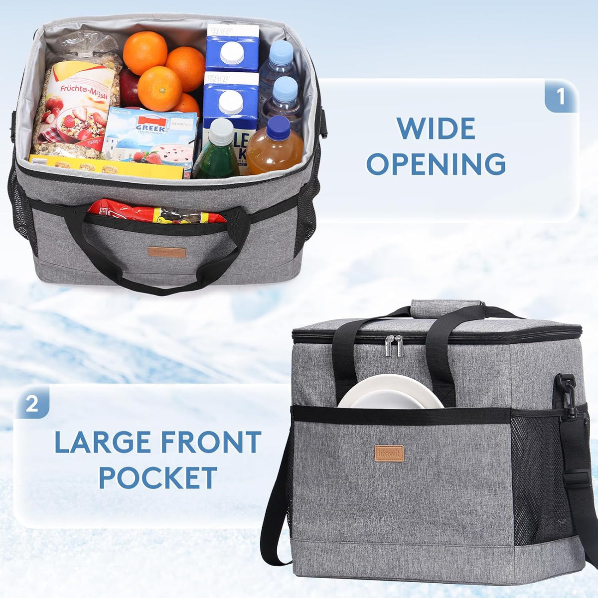 Lifewit Cooler Bag 30/50/60 Cans Collapsible and Insulated Large Lunch Bag Leakproof Soft Cooler Portable Tote for Camping/BBQ/Family Outdoor Activities