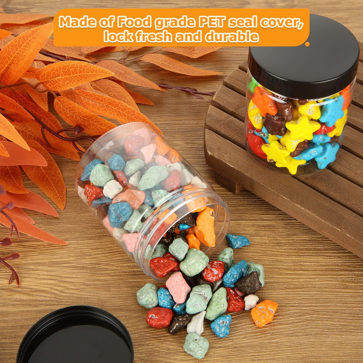40PCS Plastic Jars With Lids 8oz Empty Clear Small Containers for Storing Dry Food, Makeup, Slime, Honey, Jam - Storage Jars