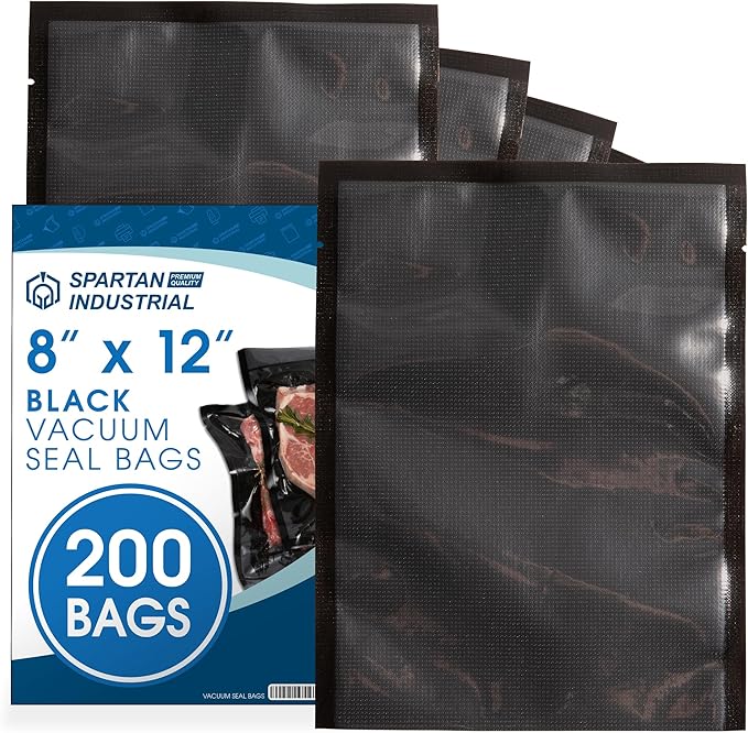 Spartan Industrial 8" X 12" Vacuum Seal Bags - 200 Count BPA-Free Food Storage Bags for Marinating, Freezing, Sous Vide Cooking