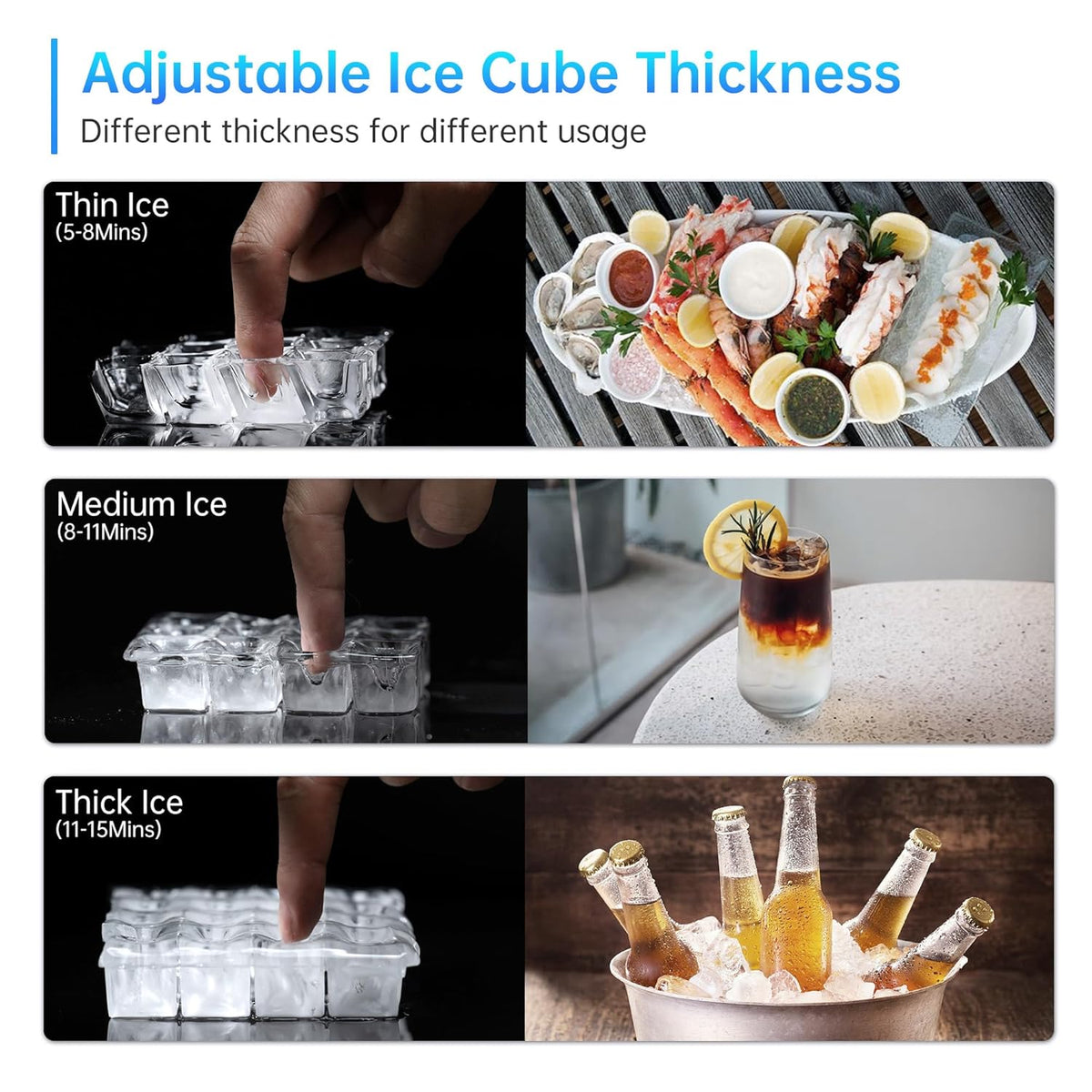 Commercial Ice Maker Machine, 400 lbs /24 h, 330 lbs Storage Bin, Stainless Steel, Automatic Cleaning, Blue Ray, Perfect for Bar or Business, Includes Ice Shovel, Connection Hose