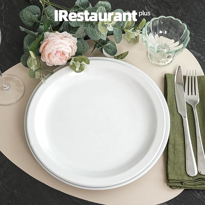Stoneware Narrow Rim Commercial Grade Dinnerware, Bright White, Plate 8.25, Case of 36