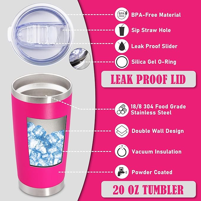 20 oz Tumbler Coffee Travel Tumblers Bulk with Lid Stainless Steel Double Wall Vacuum Insulated Mug Powder Coated Cups fit Car Cupholder for Hot and Cold - Mix Color, 12Pack