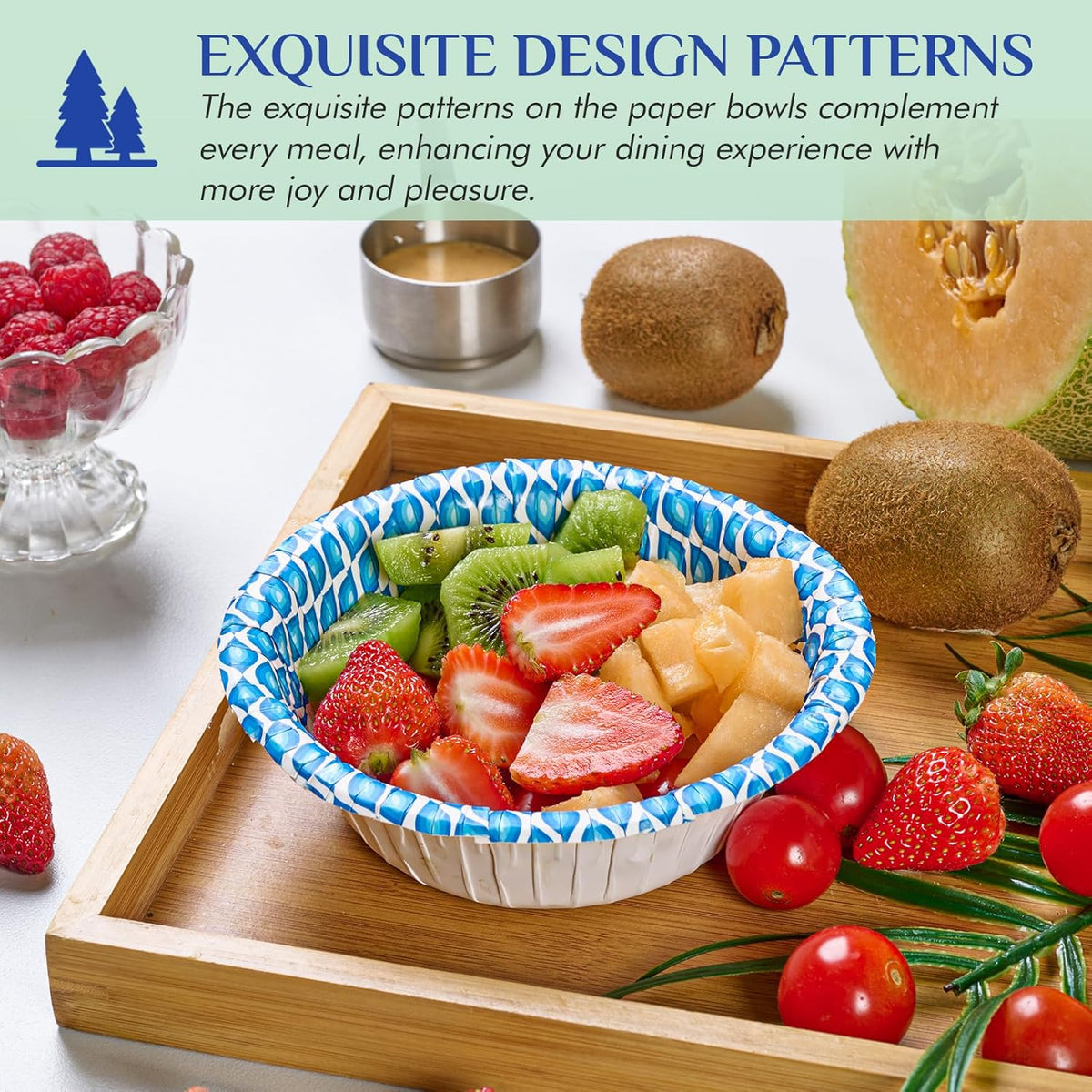 MUCHII 180 Count Paper Bowls 16 oz, Printed Soak Proof Disposable Bowls Bulk for Breakfast, Lunch, and Dinner Meals