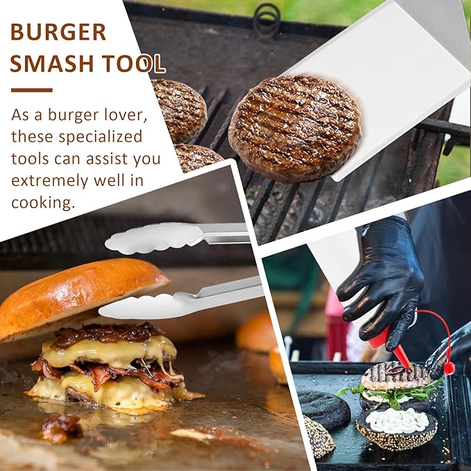 Griddle Accessories Set of 25, Leonyo Flat Top Grill Accessories, Professional BBQ Tool with Enlarged Spatulas Scraper, Basting Cover, Smash Burger Press, Carry Bag for Outdoor Barbecue, Wood Handle
