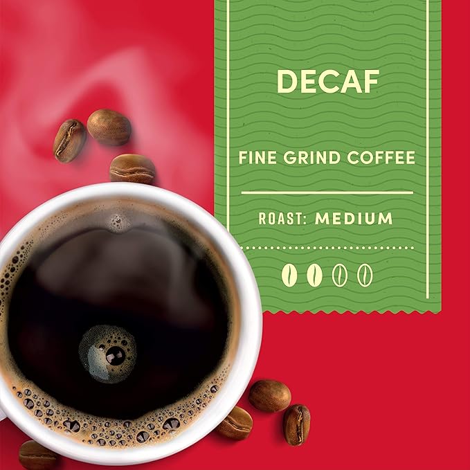 Tim Hortons Decaf Blend, Medium Roast Ground Coffee, Perfectly Balanced, Always Smooth, Made with 100% Arabica Beans, 72 Ounce (6 x 12 oz Bags)
