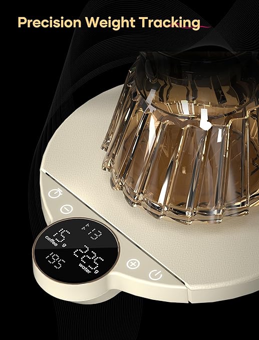 Cocinare Balance Digital Coffee Scale, Precision Control with Three Modes - Brewing Assist, Weighing, Competition, Digital Kitchen Scale for Coffee and Small Goods, Up to 3000g (Vintage White)