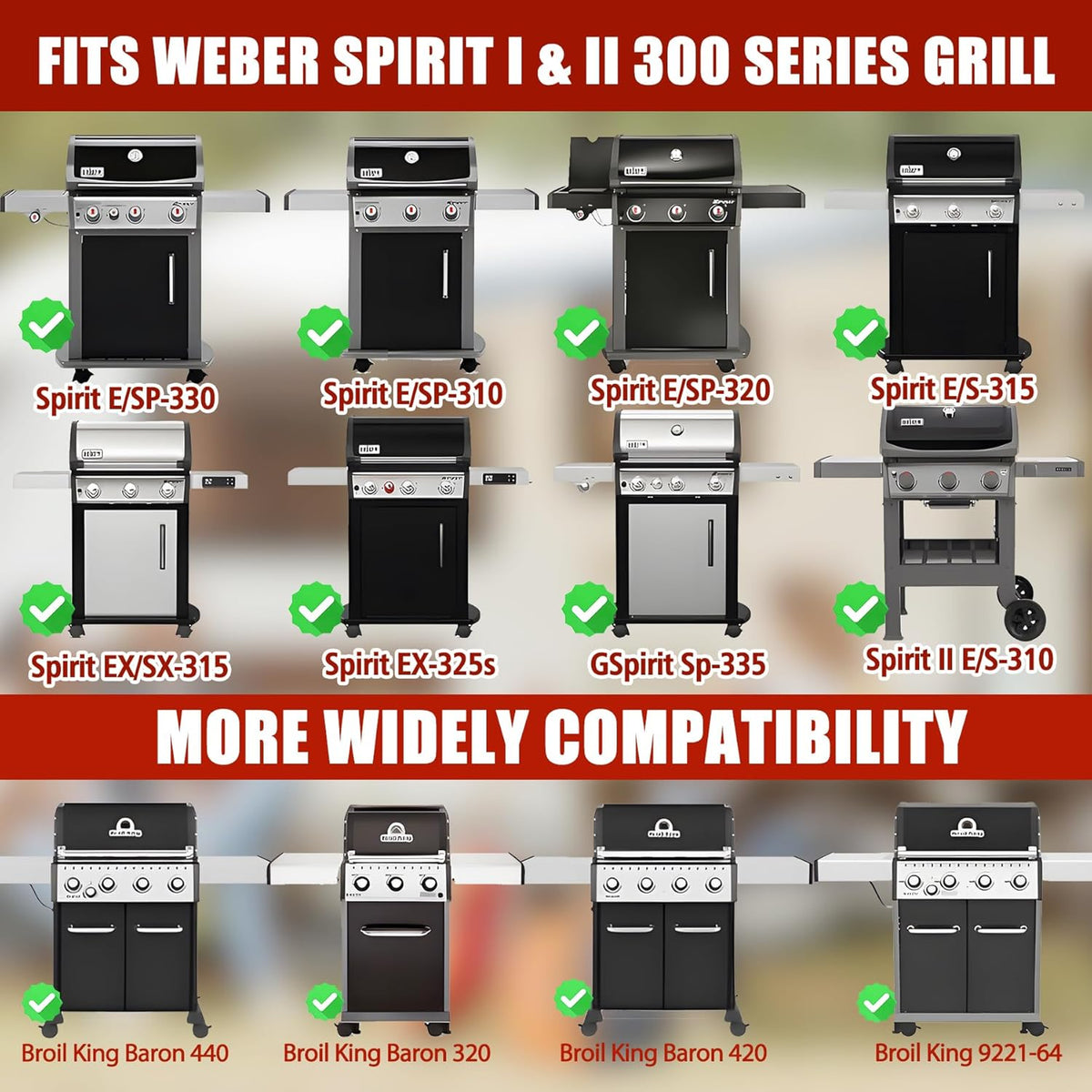 KEESHA 6787 Flat Top Griddle Insert for Weber Spirit I & II 300 Series, Universal Nonstick Griddle Replacement Parts for Broil King, Huntington and Sterling 3-Burner Gas Grill with Mini Oven Mitt