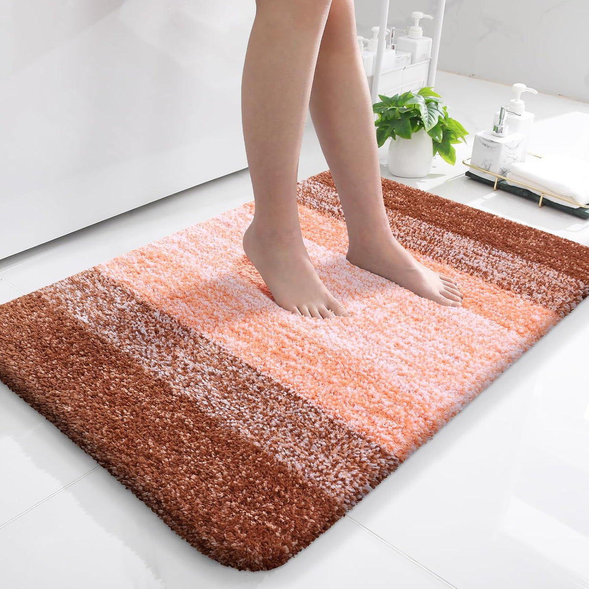 OLANLY Bathroom Rugs Mat 36x24, Extra Soft Absorbent Microfiber Bath Rugs, Rubber Backing, Quick Dry, Machine Washable Bath Mats for Bathroom Floor, Tub and Shower, Home Decor Accessories, Orange
