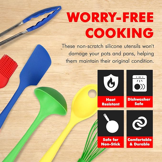 Chef Craft 9 Piece Multicolor Premium Silicone Kitchen Tool Set (42088)