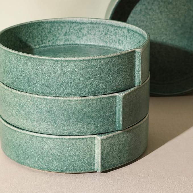 Stone Lain Bao 4-Piece Pasta Bowl Set Stoneware, Green
