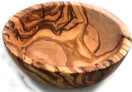 10" Artisan Olive Wood Serving Bowl Exotic Centerpiece or Serving Piece for Salads, Fruit, Snacks. In Sm 6", Med 7", Lg 8", Lg++ 10", XL 11", XXL 12", XXXL 13".(Large++ 10 inch)
