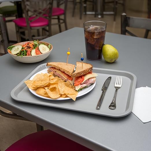 Carlisle FoodService Products CT121623 Café Standard Cafeteria / Fast Food Tray, 12" x 16", Gray