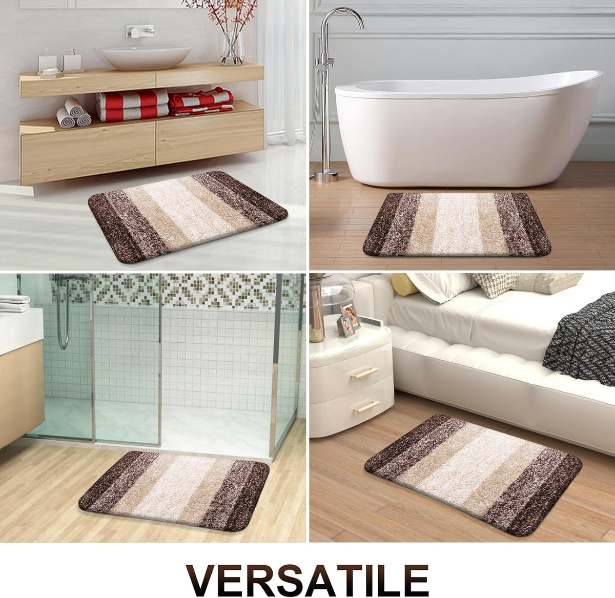 OLANLY Bathroom Runner Rugs 59x20, Extra Soft Absorbent Microfiber Bath Rugs, Rubber Backing, Quick Dry, Machine Washable Bath Mats for Bathroom Floor, Tub and Shower, Home Decor Accessories, Brown