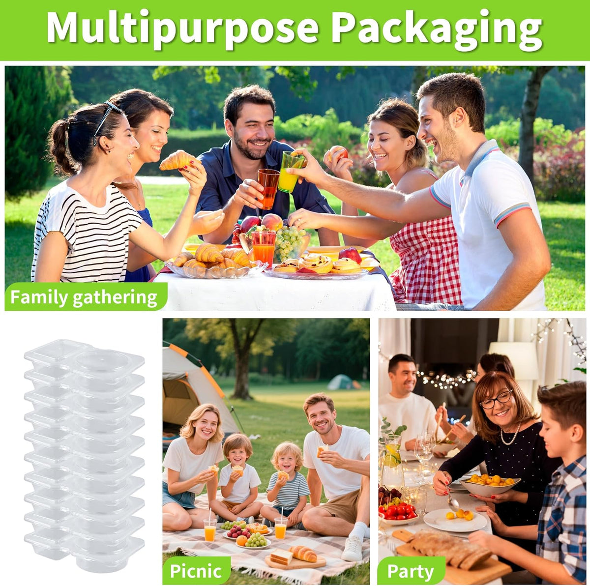 40 Pack 4.5 Oz Double Compartment Condiment Container With Lids, Disposable Sauce Container, Clear Plastic Snack Containers