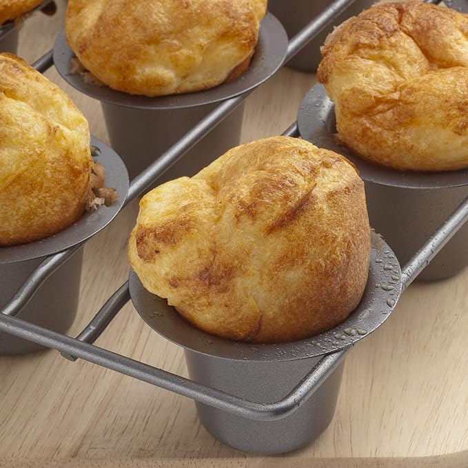 Fox Run Non-Stick Popover Pan, 6 Cup Yorkshire Pudding Pan, Grey