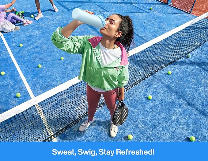 POWCAN 26 oz Insulated Water Bottle with 2-in-1 Straw and Spout Lid, Keep Cold 24H, Leak-Proof, Fits in Car Cup Holder, Stainless Steel Water Bottle for Sports, Travel, and School (Sea Breeze)